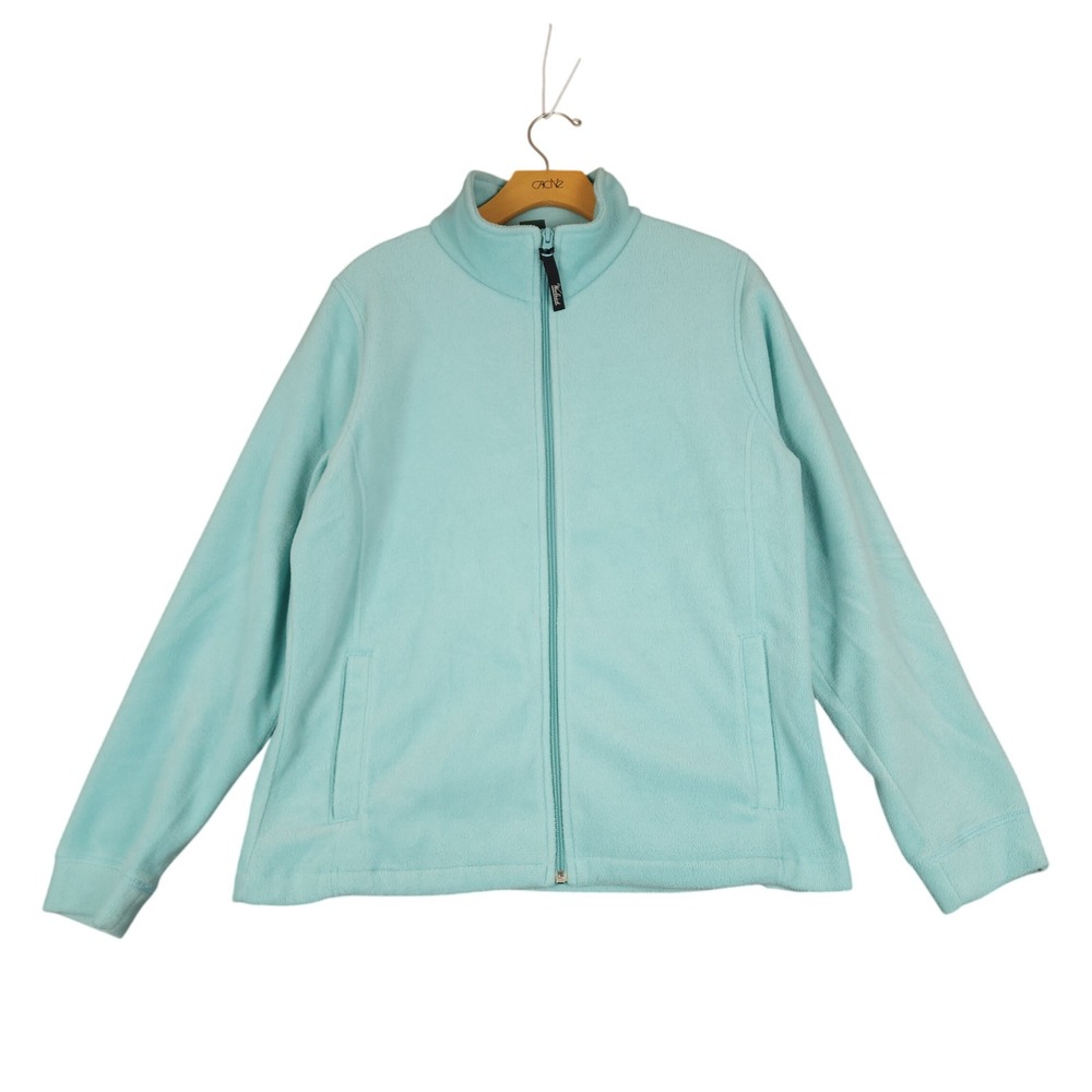 Woolrich Womens Fleece Jacket Light Aqua Blue Full Zip Size L